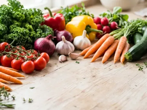 Fresh vegetables and pantry ingredients